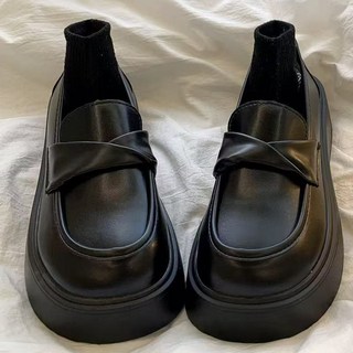 쁘띠꼬모 여성 캐주얼 니트삭스 일체형 키높이 통굽 로퍼 슬립온 GX5100328