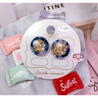 Laviede croissant 不規則珍珠金豆樹脂耳針 日本 少女心 OL 百搭配件 氣質小姊姊 簡約大方 貼耳耳針