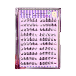 萌睫尚品 免膠自黏太陽花假睫毛 分段式睫毛 (送夾子) 大容量 1盒10排, 黑色, 1盒