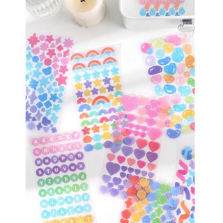 彩色閃亮亮鐳射貼紙組，多款可愛圖案，手帳裝飾咕卡必備, 天空, 1個