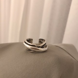 S925純銀鏤空開口戒指 不規則交織設計 時尚百搭 尺寸可調整