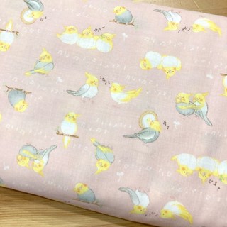 布喜翻 日本布 - 玄鳳鸚鵡小鳥棉布，粉色純棉印花布料，手作DIY布藝材料, 1個