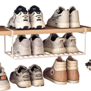 샤이닝엔젤 길이조절 신발장 다용도선반 공간활용 걸어쓰는 정리선반, 화이트, 4개