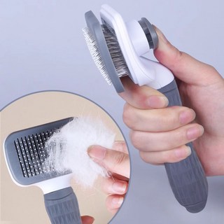 댕냥이 애완동물 뷰티 마사지 원터치 털제거 브러쉬, 1개, 그레이