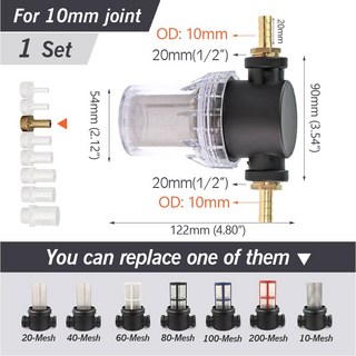 황동 파고다 어댑터 호스 필터 커플러 조인트 농업 관개 프리필터 이물질 채반 10-200 메쉬 6-25mm, for 10mm Tubing, 10-Mesh 2mm holes, 1개
