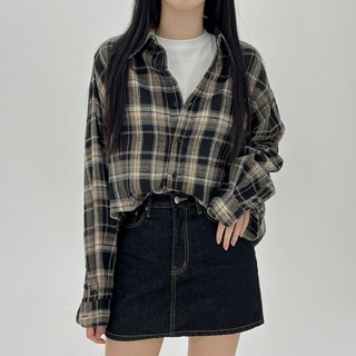 코모도 여성용 빅사이즈 남방 체크 셔츠 긴팔 블라우스 14컬러