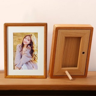 래미고 원목 포토 프레임 탁상용 우드 스탠드 결혼 액자, 1개, 베이지