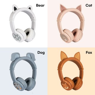 온앤오프 버디폰 PlayEars Plus 블루투스 헤드셋 . 어린이 청력보호 . 스터디모드 . 무선헤드셋, 도그 블루, 상세 설명 참조