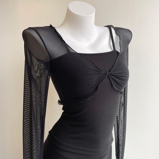 슈러그 시스루 커버업 니트 볼레로 여성댄스상의 발레워머