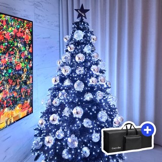 코지바이브 크리스마스 블랙 트리 3색 변환 지네전구 세트 구성, 트리 + 3색 전구 + 오너먼트 풀세트 구성