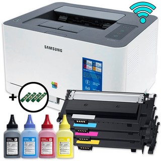 무선연결 리필충전 삼성 SL-C513W 컬러 레이저프린터 풀세트 [토너+파우더+칩] 가정용 와이파이 프린트기