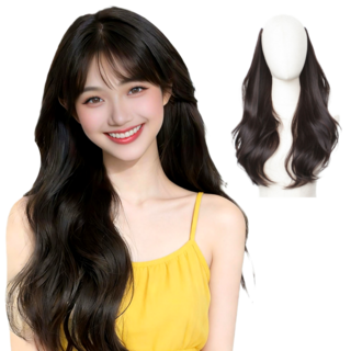 지니판 고급진 인생헤어 봉고데기 스타일 굵은 S컬 레이어드컷 일체형 붙임머리, 1개, 다크브라운