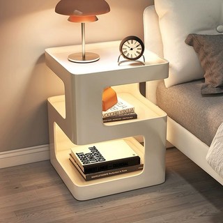 모던한 디자인 수납형 침대 옆 테이블 모던 사이드테이블 침실 철제 가구 작은 수납 보조테이블 티테이블, 크림화이트 30x55cm-가격 차액 보상