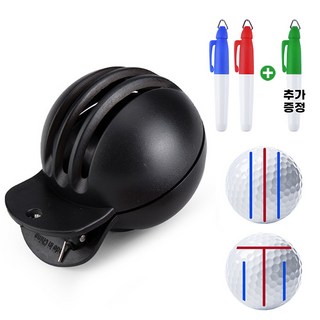 엘리트이글 멀티볼라이너 골프공라이너, 1세트, 블랙 (볼라이너+유성잉크펜2개)