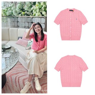 RL拉夫小馬標刺繡POLO短袖針織衫小麻花開衫簡約T恤上衣女