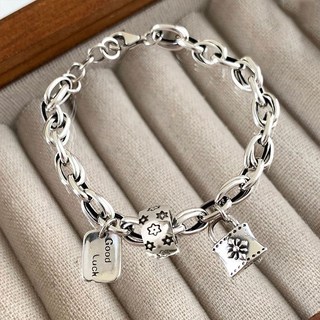 桃園出貨 六芒星做舊925純銀手鏈女春夏新款ins冷淡風小衆設計手鏈閨蜜禮物