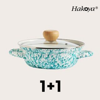 하코야 마블 법랑 1+1 원플러스원 양수냄비 편수냄비/인덕션 가능, 그린21cm양수, 2개