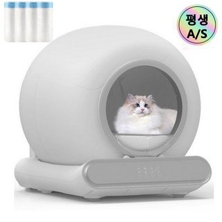 2025녕 HESUNYI 스마트 고양이 자동 화장실 전자동 MSP-04 지능청소 APP용 WIFI연동(배변봉투 포함), 화이트, 1개