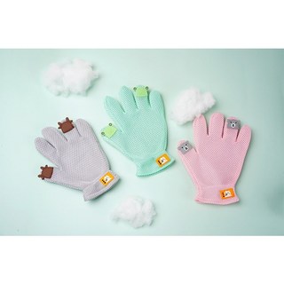 허차허차 강아지 고양이 브러쉬 장갑 1개, 연두 개구리