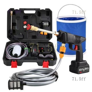 桃園出貨 洗車機 汽車美容 洗車機神器高壓水槍家用便攜充電式帶鋰電 池9980VF清洗機工具, 雙缸2580匹+【1電】+紙盒,德 國 進 口 【1000倍增壓】