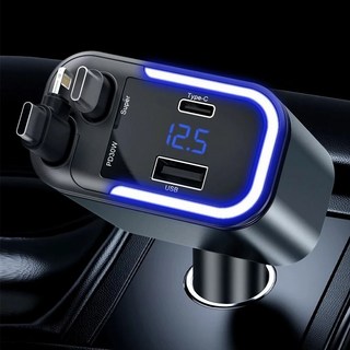 아르디스 4포트 180W 릴타입 시거잭 차량용 고속충전기, C타입+C타입/애플