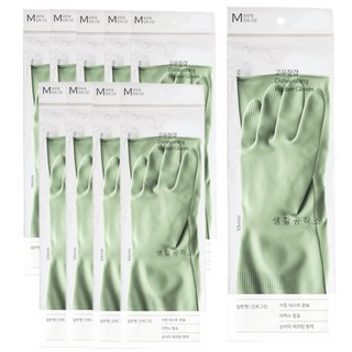 생활공작소 라텍스 고무장갑 일반형, 민트, 중(M), 10개