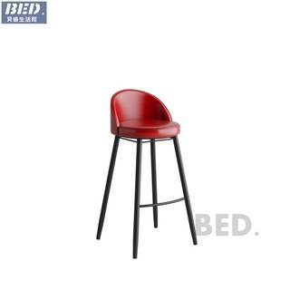 吧檯椅吧台椅高腳凳中島椅餐椅酒吧椅簡約複古高腳凳北歐吧台凳家用靠背鐵藝輕奢椅子高腳酒吧椅吧台椅, 座高65（紅色坐墊), 1個