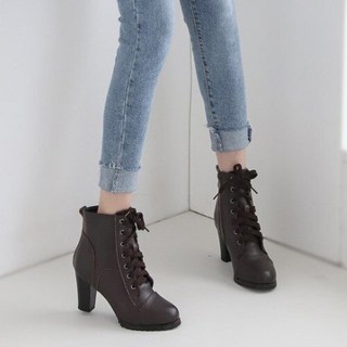 제이시 제이시 발편한 여자 소가죽 통굽 워커힐부츠 7cm B013