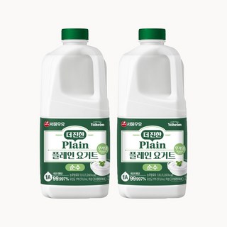 서울우유 더진한 플레인 요거트 순수 1800ml 2입팩, 1.8L, 2개