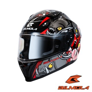 BILMOLA 彩繪安全帽VELOCE 食人魚系列 通過台灣安全認證標準, 紅色