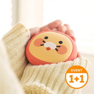 아트박스/카카오프렌즈 [1+1 SET] 손난로 보조배터리 5000mAh 카카오/니니즈, 얼굴형_핑크 패딩 라이언, 얼굴형_핑크 후드 춘식이