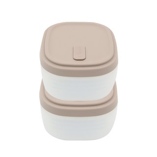 네오실리 뉴에어락 국산 프리미엄 실리콘 밀폐 용기 냉동밥용기 대형, 웜베이지, 2개