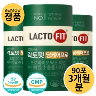 UPGRADE 종근당 혈관건강 락토핏 당케어 프로 생유산균 아연 프로바이오틱스 바나바잎추출물 haccp 식약처인정 장건강, 3개, 1정