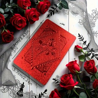 장미 황금색 검정색 빨간색 화려하고 고급스러운 포커 카드 - 고급스럽고 내구성이 뛰어난 경화 포커, 1개, 빨간색 포커 카드