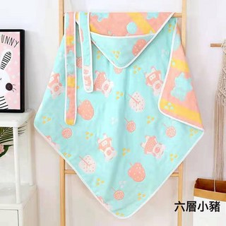 初生嬰兒抱被產房包巾新生兒包被春秋棉紗布夏季薄款寶寶小被子, 六層小豬90*90