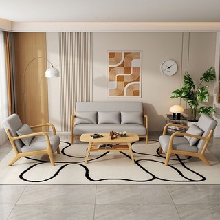 網紅日式簡易沙髮實木客廳臥室服裝店公寓便宜小戶型出租房小沙髮沙發椅 客廳沙發 會客沙發 沙發組閤