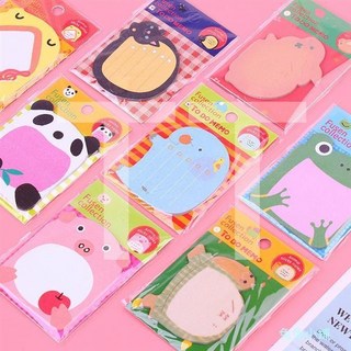 可愛動物造型便利貼 方便留言貼 學生文具 N次貼可撕, 1個, 單獨opp袋,款式隨機