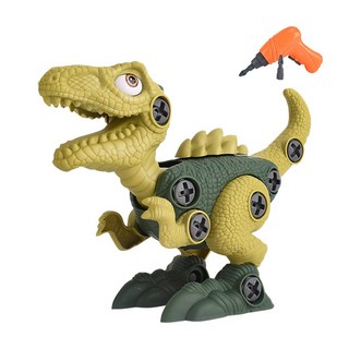 JoyBaby 組裝恐龍玩具 兒童玩具恐龍蛋 DIY霸王龍三角龍益智積木 拆卸拼裝恐龍 擰螺絲玩具, 迅猛龍-電鑽版, 1個