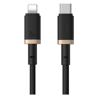 Type-C to Lightning 20W | 快速充電線 雙接口編織耐用充電傳輸線, 黑, 1個, 2m