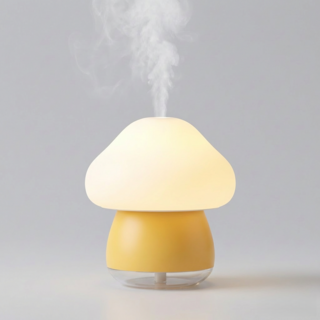 PAPA 버섯 터치 무드등 가습기 탁상용 미니 초음파 가습기, 옐로우, X317