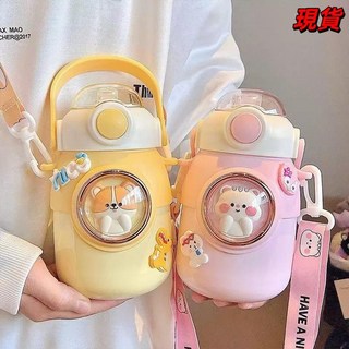 臺灣爆款-女生高顏值保溫杯316雙飲水杯可愛學生上學專用大肚杯子吸管兒童, 櫻桃小丸子-500ml,316食品級內膽, 1個