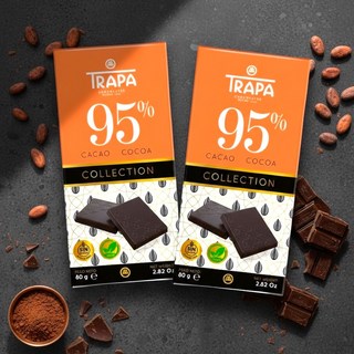 trapa 95%黑巧克力 無糖 獨立包裝 成人 苦甜 醇厚, 80g, 2個
