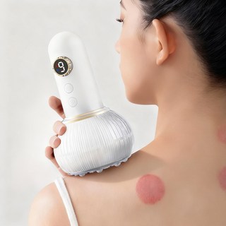 SaeByul 스마트 부항 마사지기 3in1 온열+괄사+흡착 마사지기 흡입 바디 제습 자동 부항기 안마기, 화이트