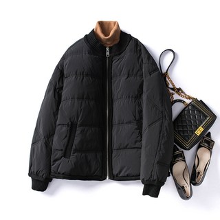 니트 패치 패딩 여 겨울 화이트 오리털 경량 코트