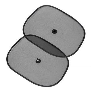 汽車窗簾遮陽簾遮光罩 2片入 黑色 UV 網眼遮陽簾 前後窗戶自動造型吸盤44*36CM, 1個