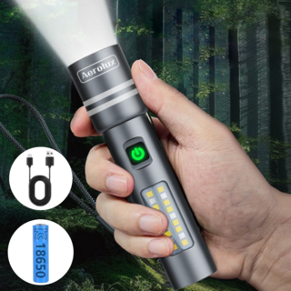 Aerolux 초강력 Zoom in-out 랜턴 방수 손전등 후레쉬 줌라이트 C-TYPE 간편충전, 실버, 1개