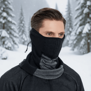 방한 아웃도어 마스크 넥워머 발열 자전거 등산 낚시 스키 워머안면 기모 겨울용 따뜻한 다용도, 블랙다크그레이