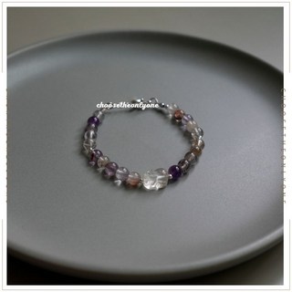 CTOO28 提升事業運 紫幽靈圓珠白水晶貔貅手鍊 天然水晶手環 業務人緣開運
