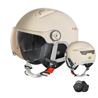 JODDA 오토바이 헬멧 3C 헬멧 안전모 자외선 차단 아동, 이중/짧다/노란색