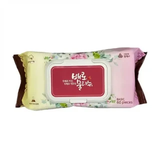 테온셀 쉽게 톡 두배로커진 배로물티슈 캡형 엠보 물티슈 순면감촉 다용도, 핑크 베이직